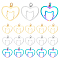 30Pcs 3 Style Ion Plating(IP) 201 Stainless Steel Filigree Kitten Pendants, with Jump Rings,  Heart with Cat Shape, Mixed Color, 17x20x1mm, Hole: 3mm, 10pcs/style