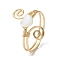 Natural Shell Cuff Ring, Real 18K Gold Plated Copper Wire Wrapped Vortex Finger Ring, Heart, Inner Diameter: 19mm
