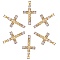 6Pcs Brass Micro Pave Clear Cubic Zirconia Pendants, Long-Lasting Plated, Crucifix Cross, Real 18K Gold Plated, 32x20x4.5mm, Hole: 2.5x4.5mm