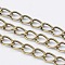 Iron Side Twisted Chain, Unwelded, with Spool, Lead Free & Nickel Free, Antique Bronze, Size: Chains: about 7mm long, 5mm wide, 0.9mm thick, about 328.08 Feet(100m)/roll