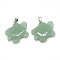 Natural Green Aventurine Pendants, with Stainless Steel Snap On Bails, Tortoise, 41~43x35~37x7~10mm, Hole: 6x4mm