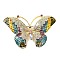 Golden Plated Alloy Colorful Rhinestone Insect Brooches, Butterfly, 39x60.5x10mm