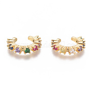 Серьги-манжеты с цирконом из позолоченной латуни EJEW-L244-26G