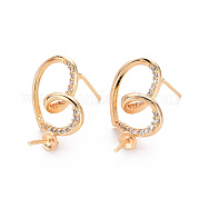 Серьги из латуни с микропейвом и прозрачным фианитом KK-T062-232G-NF