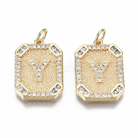 Латунные микропаве прозрачные подвески с фианитом KK-S356-234Y-G-NF-1