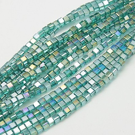 Стеклянные бусины с гальваническим покрытием  X-EGLA-D018-8x8mm-53-1