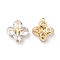 Brass Pendants, with Glass Charms, Flower, Real 18K Gold Plated, 13x12x4mm, Hole: 0.9mm