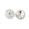 Flower Brass Clear Cubic Zirconia Bead Caps, Long-Lasting Plated, Cadmium Free & Lead Free, Rack Plating, Platinum, 12x3mm, Hole: 1.4mm