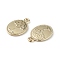 Alloy Pendants, Oval with Tree of Life Charm, Golden, 18.5x12x2mm, Hole: 2mm
