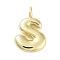 Rack Plating Brass Balloon Letter Pendants, Cadmium Free & Lead Free, Long-Lasting Plated, Real 18K Gold Plated, Letter S, 18.5x12.5x4.5mm, hole: 2.5mm