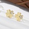 Brass Clover Stud Earrings, with Clear Cubic Zirconia, Lead Free & Cadmium Free, Long-Lasting Plated, Rack Plating, Real 18K Gold Plated, 9x9mm