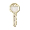 Brass Cubic Zirconia Pendents, with Enamel, Long-Lasting Plated, Key, Golden, 31~31.5x12.5x2mm, Hole: 2.5mm