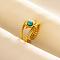 304 Stainless Steel Sun Cuff Rings, Love Design Glass Open Ring for Women Men
