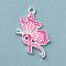 Breast Cancer Pink Awareness Ribbon Theme Alloy Enamel Pendants, Silver, Butterfly, 25.5x14x1.5mm, Hole: 1.5mm
