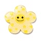 Acrylic Pendants, with Glitter Powder, Flower with Smiling Face, Yellow, 38x39x2mm, Hole: 2.2mm