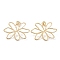304 Stainless Steel Stud Earrings, Hollow Flower, Real 14K Gold Plated, 29.6x37.5mm