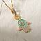Fashionable Brass Deep Sky Blue Enamel Pendant Necklaces, with Clear Cubic Zirconia, Golden, Hamsa Hand, 15.75 inch(40cm)