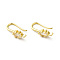 Brass Micro Pave Clear Cubic Zirconia Earring Hooks, Ear Wire, with Loops, Cadmium Free & Lead Free, Rectangle, Real 18K Gold Plated, 18mm, Hole: 1.2mm, Pin: 1.2mm, 17 Gauge