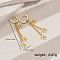 Elegant Stainless Steel Daisy Tassel Hoop Earrings, Golden, 63x14mm