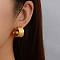 French Retro Stainless Steel C-shaped Stud Earrings, Golden, 20.75x11.96mm