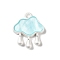 Baking Paint Zinc Alloy with Resin Pendant, Rainny Cloud, Cyan, 18.5x15.5x3mm, Hole: 1.6mm