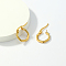 Fashionable 201 Stainless Steel Hexagon Hoop Earrings, Real 18K Gold Plated, 20x15mm