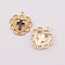 Alloy Enamel Pendants, Golden, Heart with Cross, Black, 21x20x2mm