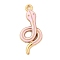 Alloy Enamel Pendants, Snake Charms, Golden, Lavender Blush, 28.5x12x2mm, Hole: 1.8mm