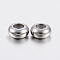 202 Stainless Steel Beads, with Plastic, Slider Beads, Rondelle, Stainless Steel Color, 6x3mm, Rubber Hole: 2mm