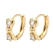 Brass Micro Pave Clear Cubic Zirconia Hoop Earrings for Women, Bowknot, Light Gold, 17x5.5mm
