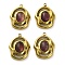 Natural Amethyst Pendants, 304 Stainless Steel Oval Charms, Golden, 20.5x16x6.5mm, Hole: 1.5mm