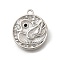 Brass Micro Pave Cubic Zirconia Pendants, Cadmium Free & Nickel Free & Lead Free, Circle Charms, Bird, 17x15x2.5mm, Hole: 1.5mm
