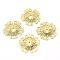 Brass Filigree Joiners, Lead Free & Cadmium Free & Nickel Free, Flower, Raw(Unplated), 32x32x4mm, Hole: 2x2mm