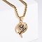 Vintage 304 Stainless Steel Snake Wrapped Pentagram Pendant Punk Necklaces, Golden