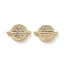 Rack Plating Brass Micro Pave Clear Cubic Zirconia Connector Charms, Flat Round Links, Long-Lasting Plated, Lead Free & Cadmium Free, Real 18K Gold Plated, 9x13.5x3mm, Hole: 1.2mm