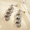Fashionable Stainless Steel Curb Chains Dangle Stud Earrings, Silver