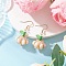 304 Stainless Steel Pumpkin Dangle Earrings, with Acrylic & Glass Seed & Glass Beads, Golden, Misty Rose, 44x20mm