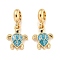Rack Plating Alloy Enamel Sea Turtle European Dangle Charms, Large Hole Pendants, Deep Sky Blue, Cadmium Free & Nickel Free & Lead Free, Golden, 26.5mm, Hole: 4.6mm, Turtle: 16x13x3mm