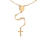 304 Stainless Steel Rosary Bead Necklaces For Religion, with Oval with Virgin Mary Link and Cross Pendants, Golden, 23.62 inch(60cm)
