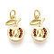 Brass Micro Pave Cubic Zirconia Pendants, Cadmium Free & Nickel Free & Lead Free, Cherry, with Jump Ring, Real 18K Gold Plated, 16.5x10x3.5mm, Hole: 3mm
