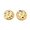 Ion Plating(IP) 304 Stainless Steel Pendants, Textured, Flat Round Charm, Real 18K Gold Plated, 8x1mm, Hole: 1.2mm