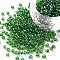 (Repacking Service Available) Glass Seed Beads, Trans. Colours Lustered, Round, Dark Goreen, 8/0, 3mm, Hole: 1mm, about 12G/bag