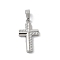 Ion Plating(IP) 304 Stainless Steel Micro Pave Cubic Zirconia Pendants, Cross Charms, Stainless Steel Color, 17.5x10x2.3mm, Hole: 4mm