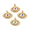 Brass Micro Pave Cubic Zirconia Pendants, with Acrylic, Cadmium Free & Lead Free, Long-Lasting Plated, Evil Eye, Real 18K Gold Plated, Mixed Color, 19.5x26x7mm, Hole: 4x3.5mm