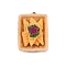 Opaque Resin Pendants, Imitatrion Food, Sandwich, with Platinum Plated Iron Loops, PeachPuff, 25x18x14.5mm, Hole: 2mm