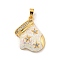 Christmas Brass Micro Pave Cubic Zirconia Pendants, Cadmium Free & Lead Free, with Synthetic Opal, Christmas Stocking, Snow, 20x17.5x6mm, Hole: 5x3mm