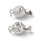Rack Plating Brass Box Clasps, Round with Triangle Pattern, Platinum, 15x8mm