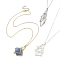3Pcs 3 Color 304 Stainless Steel Macrame Pouch Empty Stone Holder for Pendant Necklaces Making, with Brass Cable Chains, Mixed Color, 19.45 inch(49.4cm), Tray: 51x9mm, 1Pc/color