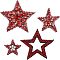 FINGERINSPIRE 4 pcs Red Star Sew on Applique Star Applique with Glass Rhinestone Pentagram Shape Appliques Decoration Patchs for Clothing Repair, Backpack, Shoes, Hat, DIY Craft