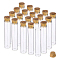 Empty Glass Bottles, with Wood Cover, Wishing Bottle, Clear, 2x13.35cm, capacity: about 30ml, 20pcs/box